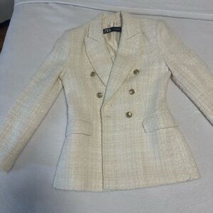 Zara Women's Beige Textured Blazer